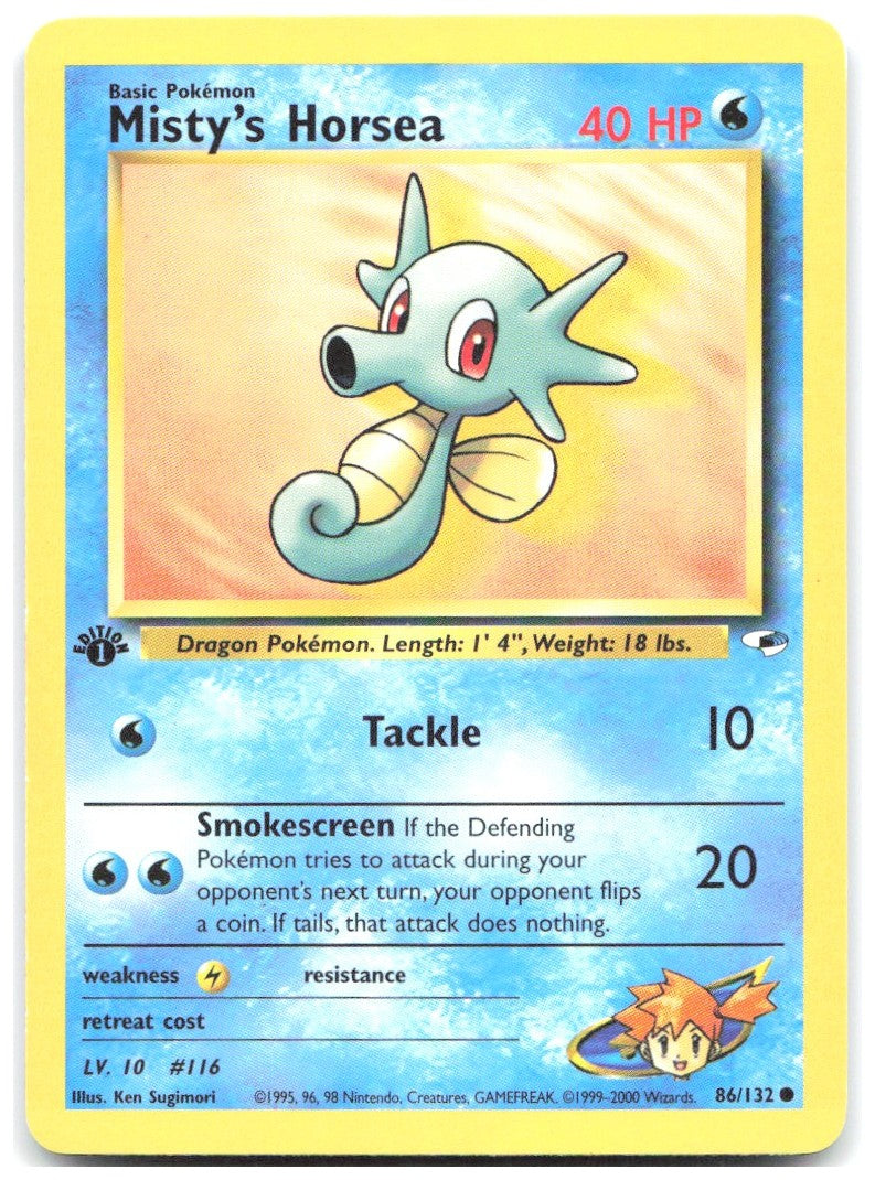 Misty's Horsea 1st Edition Common Gym Heroes 086/132 NM Ken Sugimori