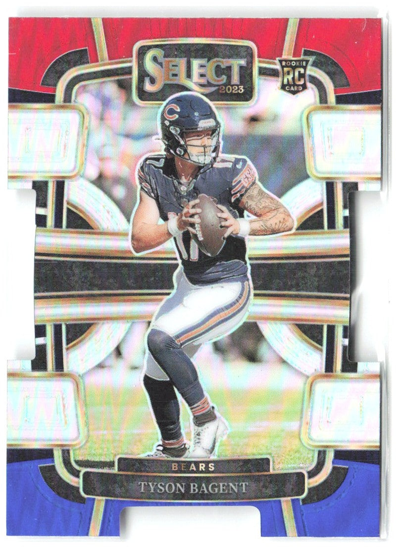 Tyson Bagent Panini Select - Red and Blue Prizms Die Cuts 18 2023 Chicago Bears