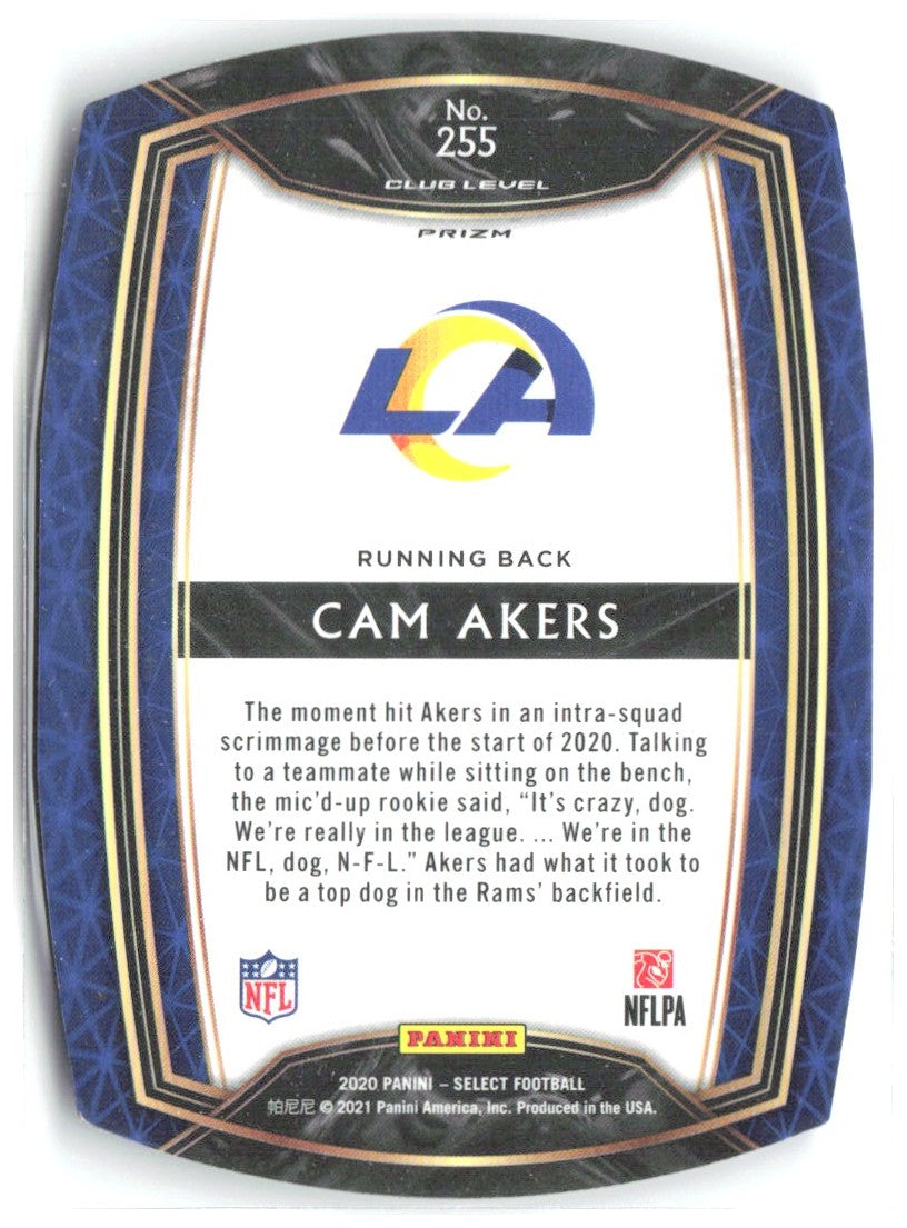 Cam Akers Panini Select - Purple Prizm Die Cut 255 2020 Los Angeles Rams