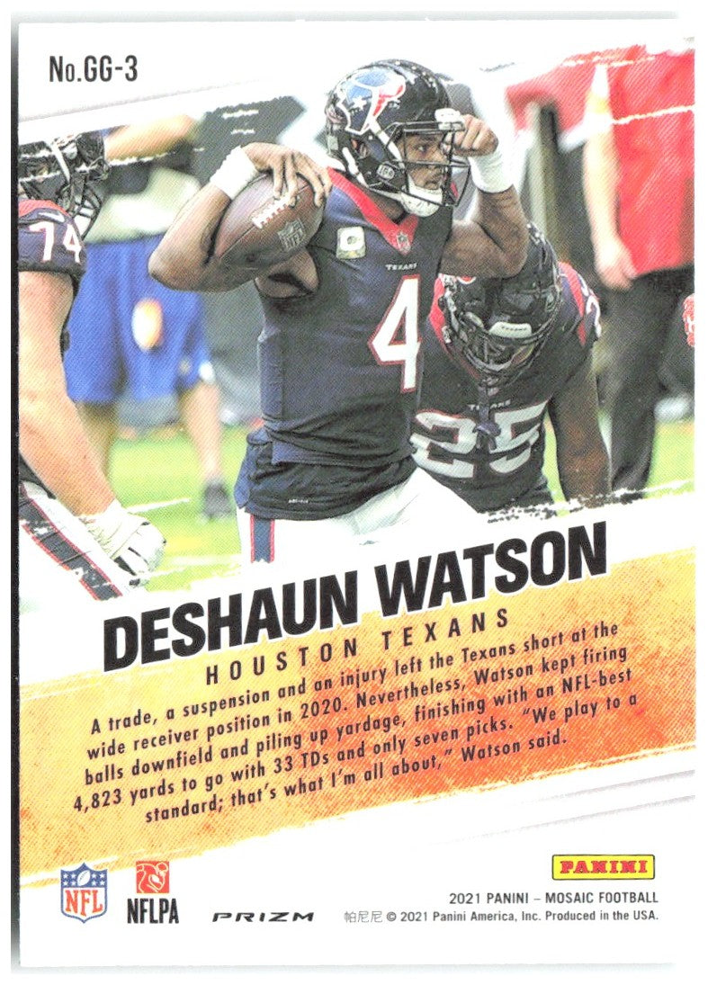 Deshaun Watson Panini Mosaic - Got Game? Mosaic Green GG-3 2021 Houston Texans