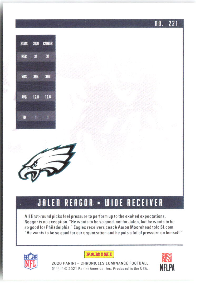 Jalen Reagor Chronicles - Luminance Update Rookies 221 2020 Philadelphia Eagles