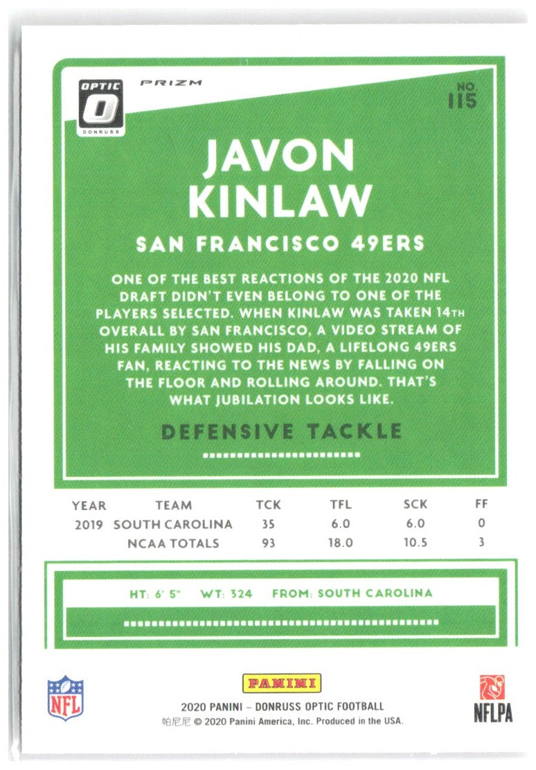 Javon Kinlaw Donruss Optic - Pink 115 2020 San Francisco 49ers