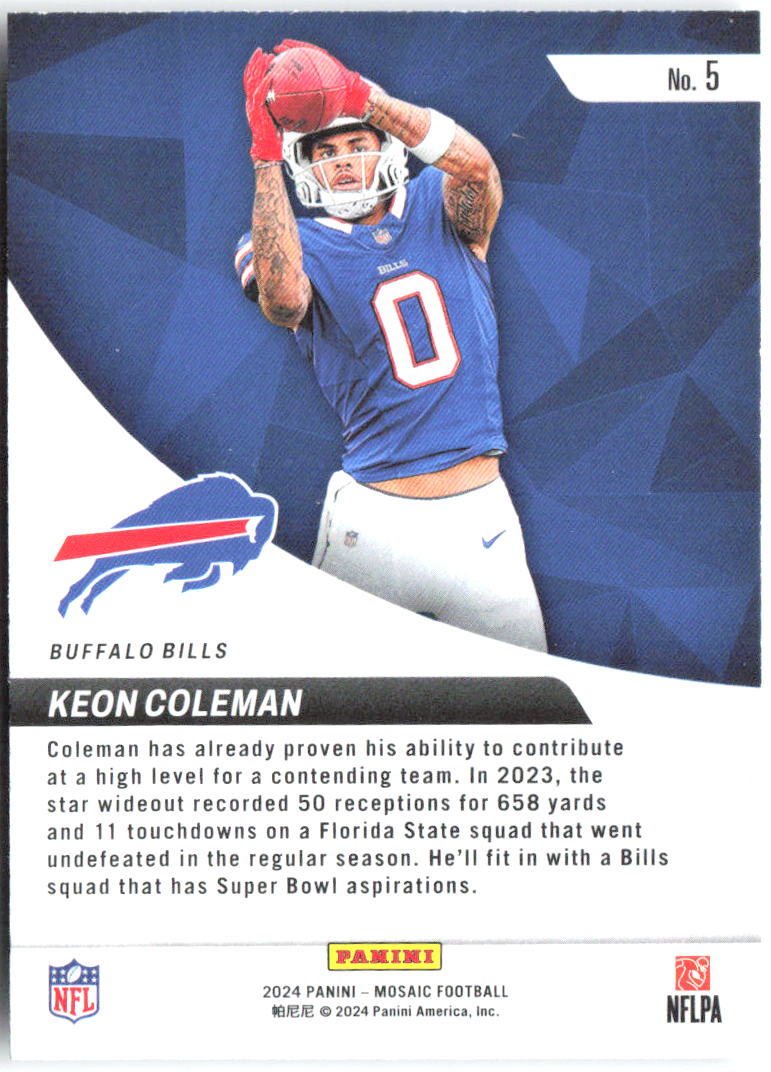 Keon Coleman Panini Mosaic - Elevate 5 2024 Buffalo Bills