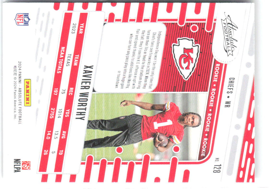 Xavier Worthy Panini Absolute - Retail 128 2024 Kansas City Chiefs RC