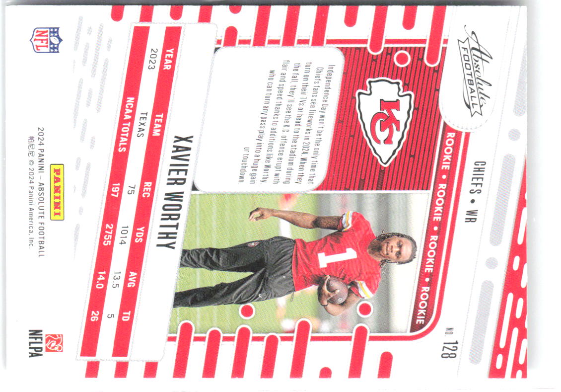 Xavier Worthy Panini Absolute - Retail 128 2024 Kansas City Chiefs RC