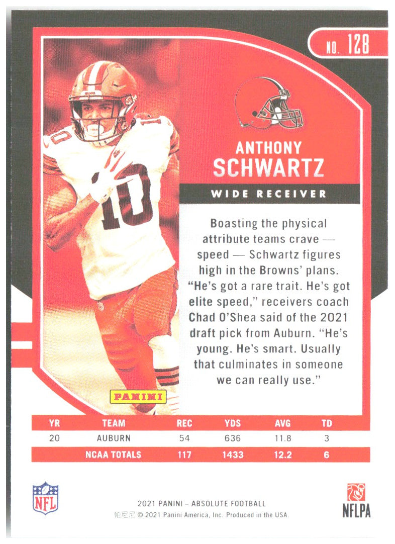Anthony Schwartz Panini Absolute - Retail 128 2021 Cleveland Browns RC