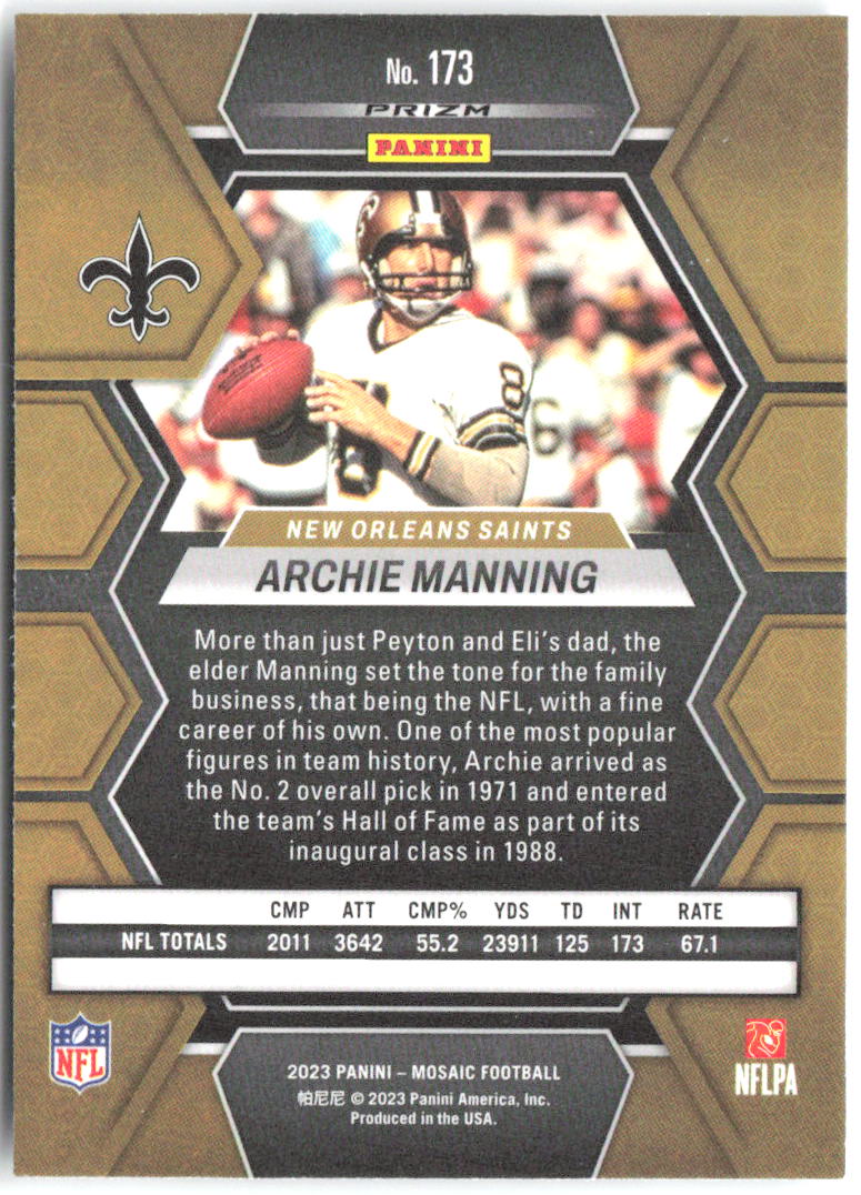 Archie Manning Panini Mosaic - Silver 173 2023 New Orleans Saints