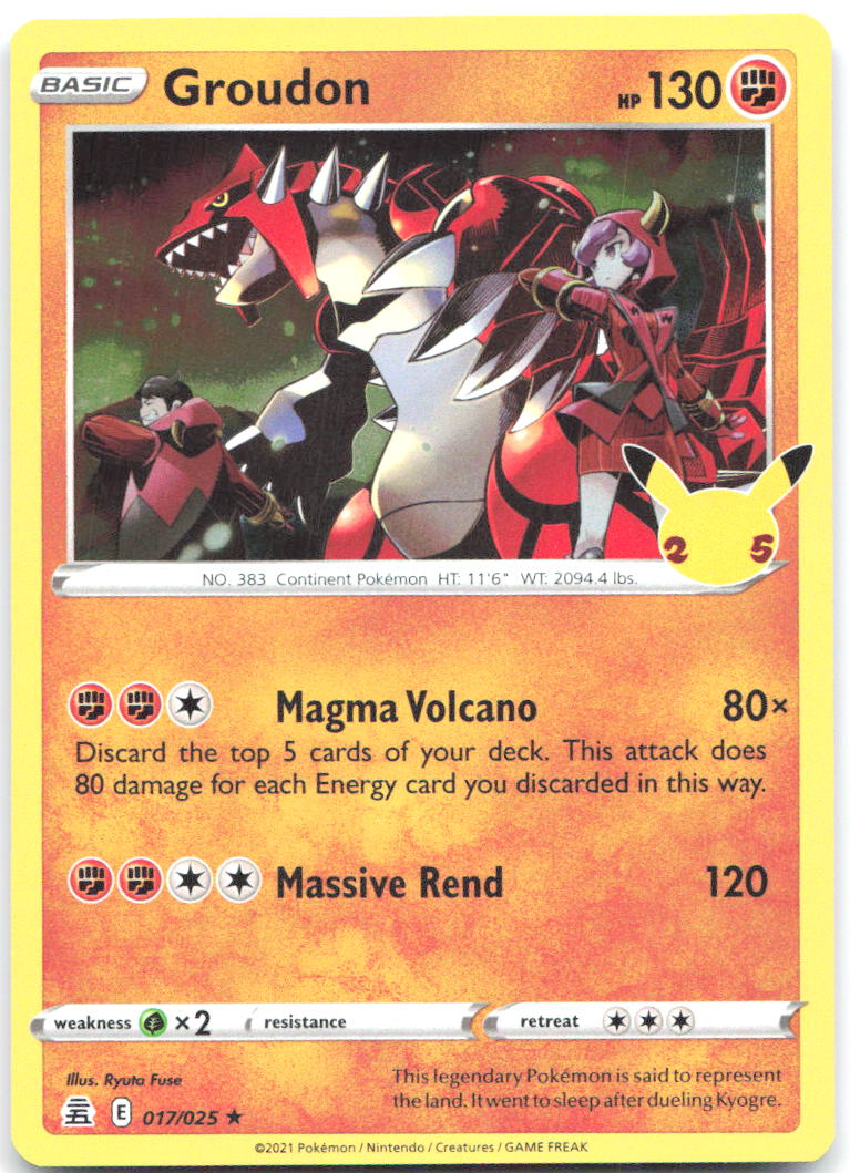Groudon Holo Rare Celebrations 017/025 NM Kazumasa Yasukuni
