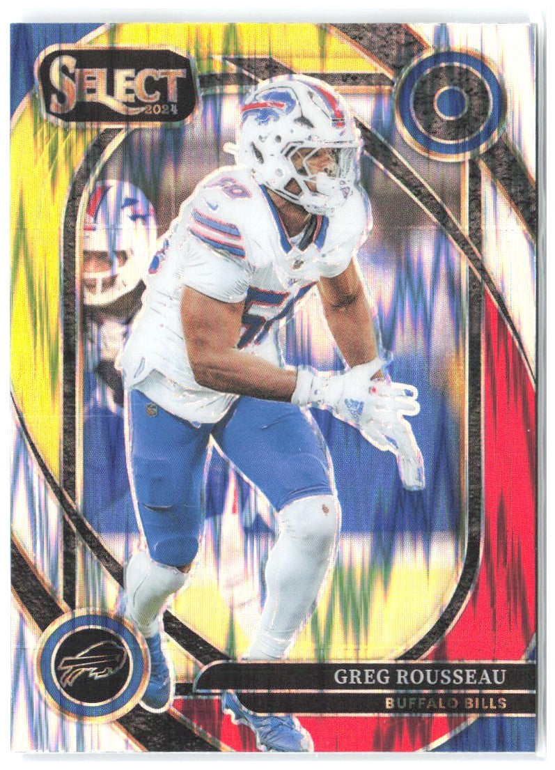 Greg Rousseau Panini Select - Red & Yellow Prizm Shock 272 2024 Buffalo Bills