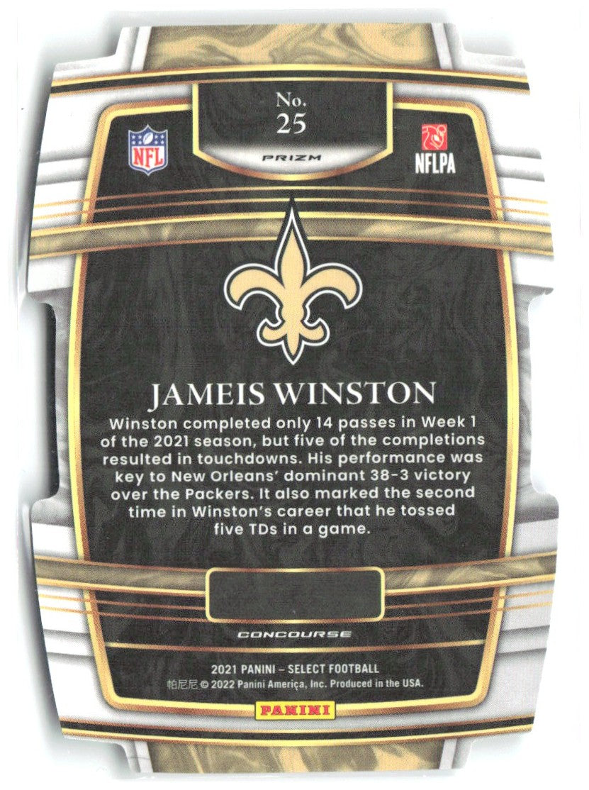 Jameis Winston Select Green and Yellow Prizm Die Cut 25 2021 New Orleans Saints