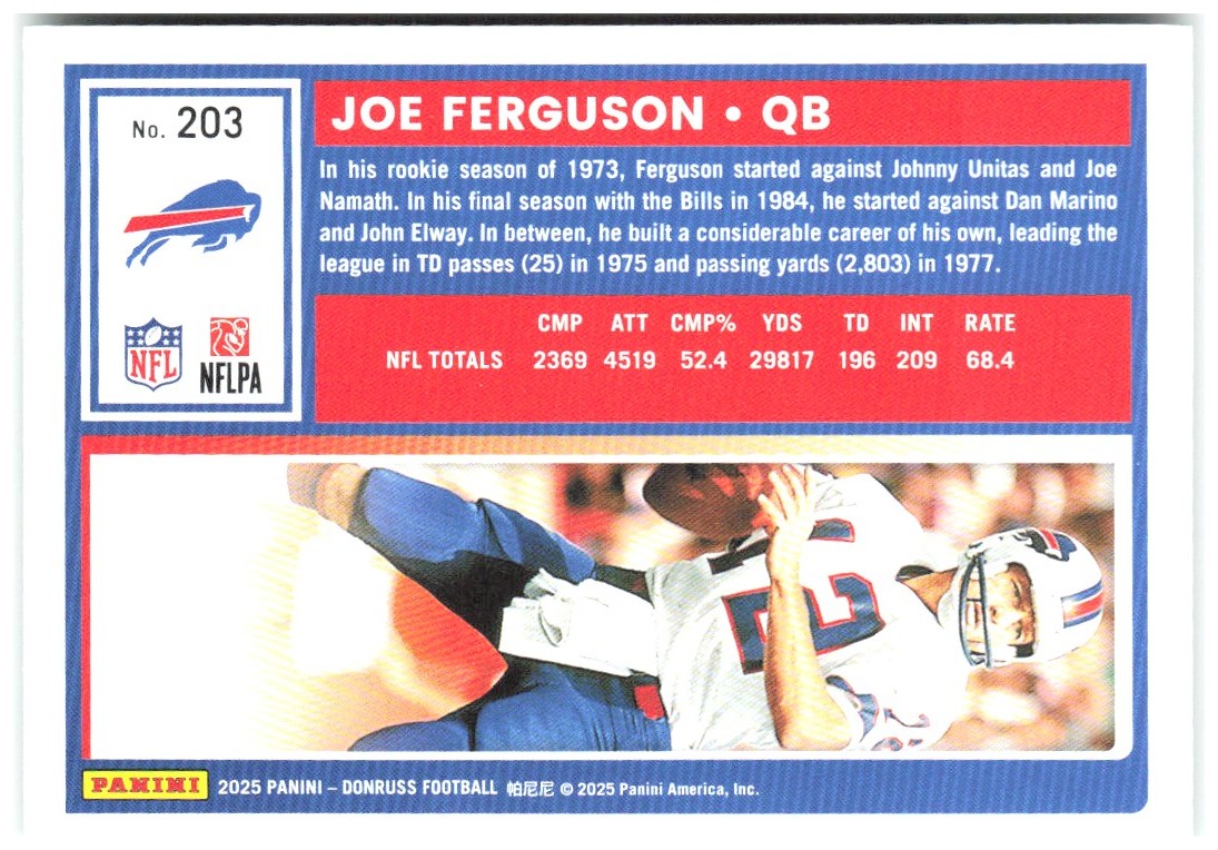 Joe Ferguson Donruss - Press Proofs Green 203 2025 Buffalo Bills