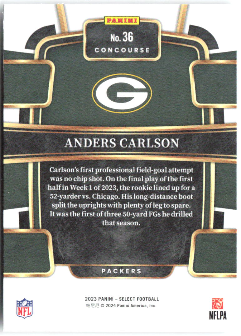 Anders Carlson Panini Select 36 2023 Green Bay Packers