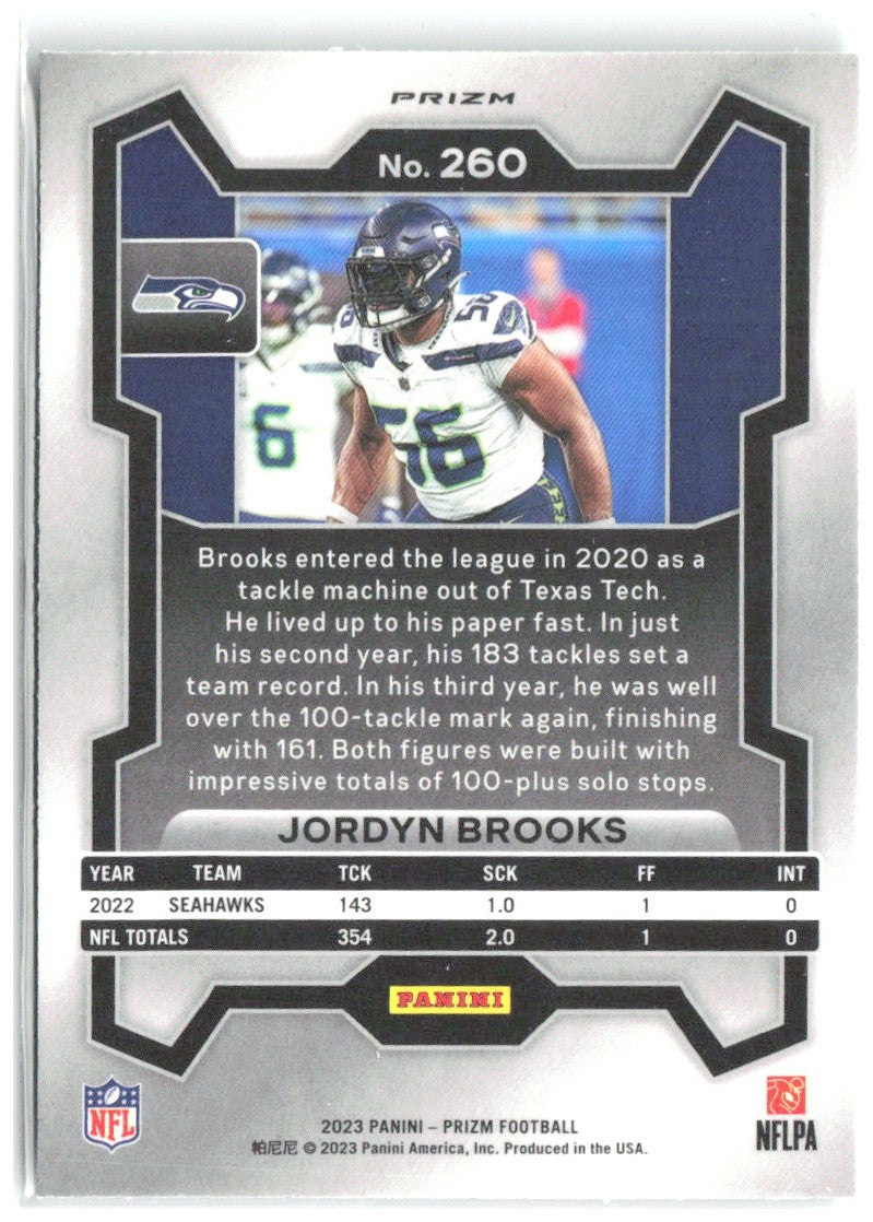 Jordyn Brooks Panini Prizm - Green 260 2023 Seattle Seahawks