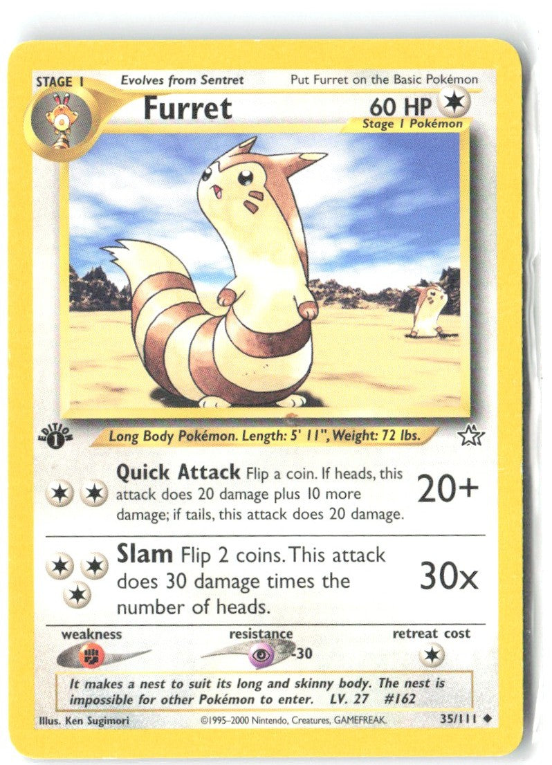 Furret 1st Edition Uncommon Neo Genesis 035/111 NM Ken Sugimori