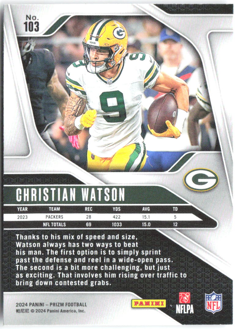 Christian Watson Panini Prizm 103 2024 Green Bay Packers