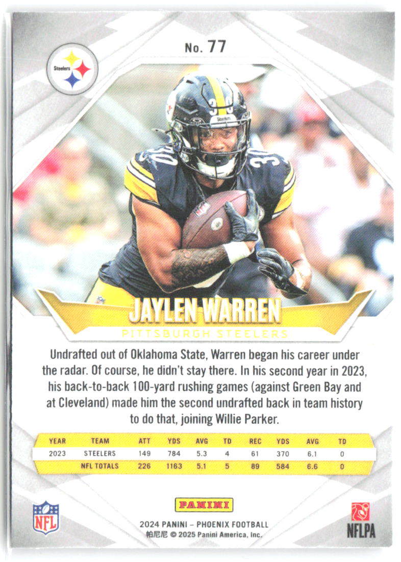 Jaylen Warren Panini Phoenix - Hyper 77 2024 Pittsburgh Steelers