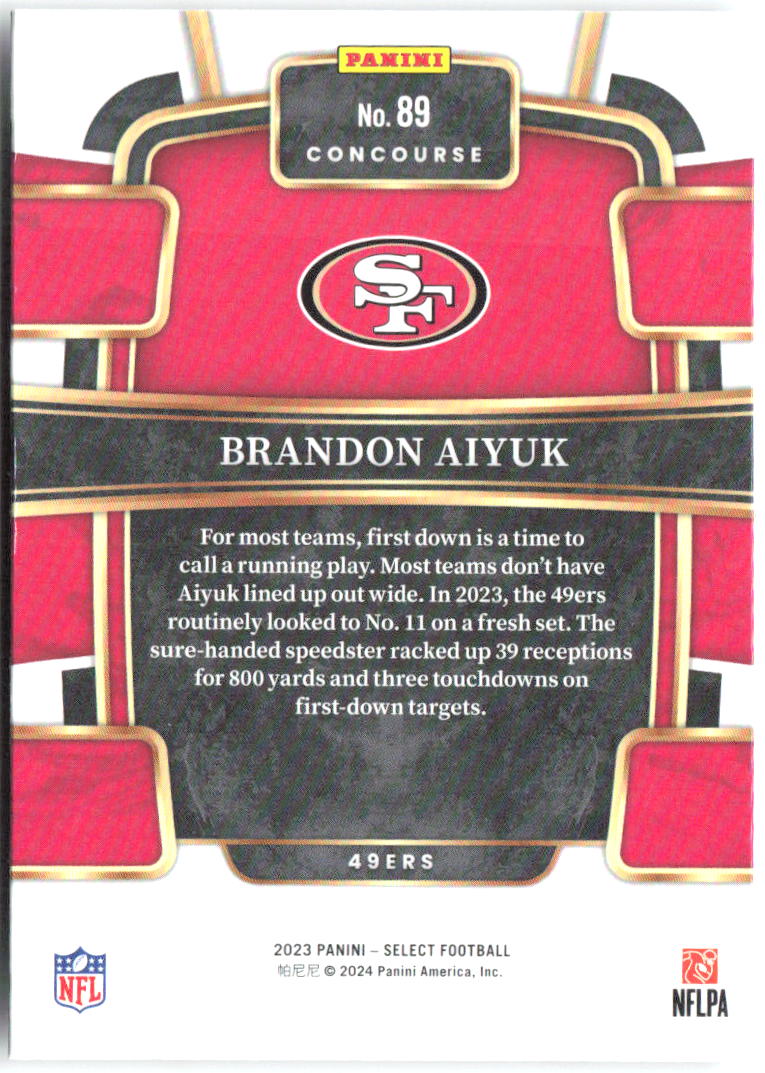 Brandon Aiyuk Panini Select 89 2023 San Francisco 49ers