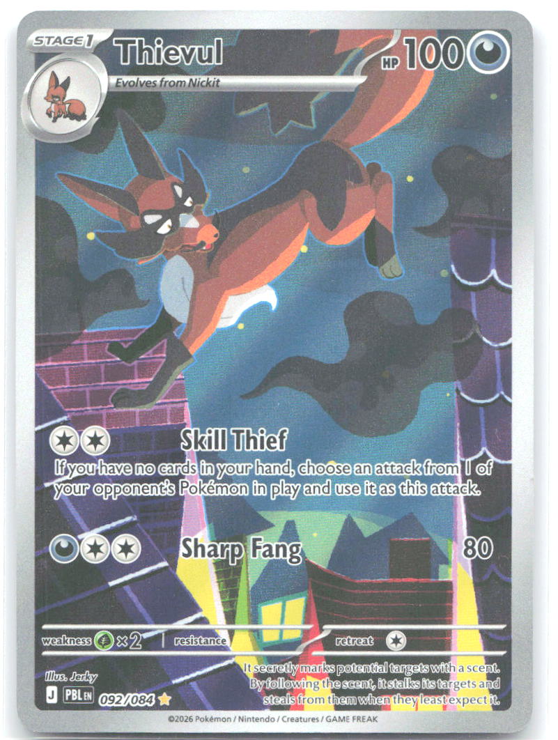 Thievul Holo Illustration Rare ME05: Pitch Black 092/084 NM Jerky