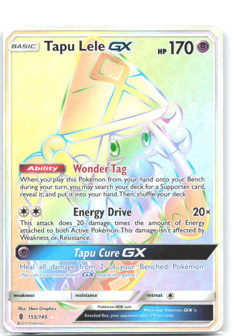 Tapu Lele GX Holo Secret Rare SM Guardians Rising 155/145 NM 5ban Graphics