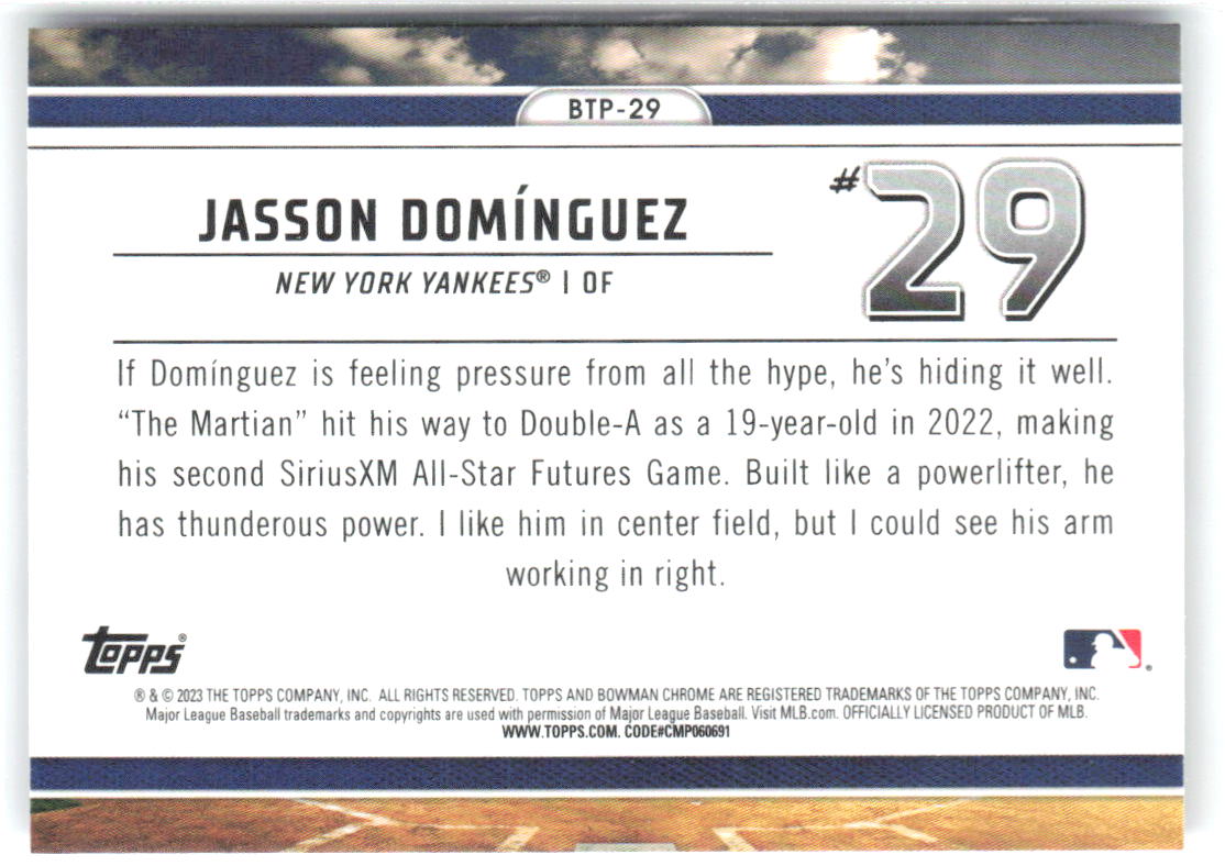 Jasson Dominguez Bowman - Bowman Scouts Top 100 BTP-29 2023 New York Yankees
