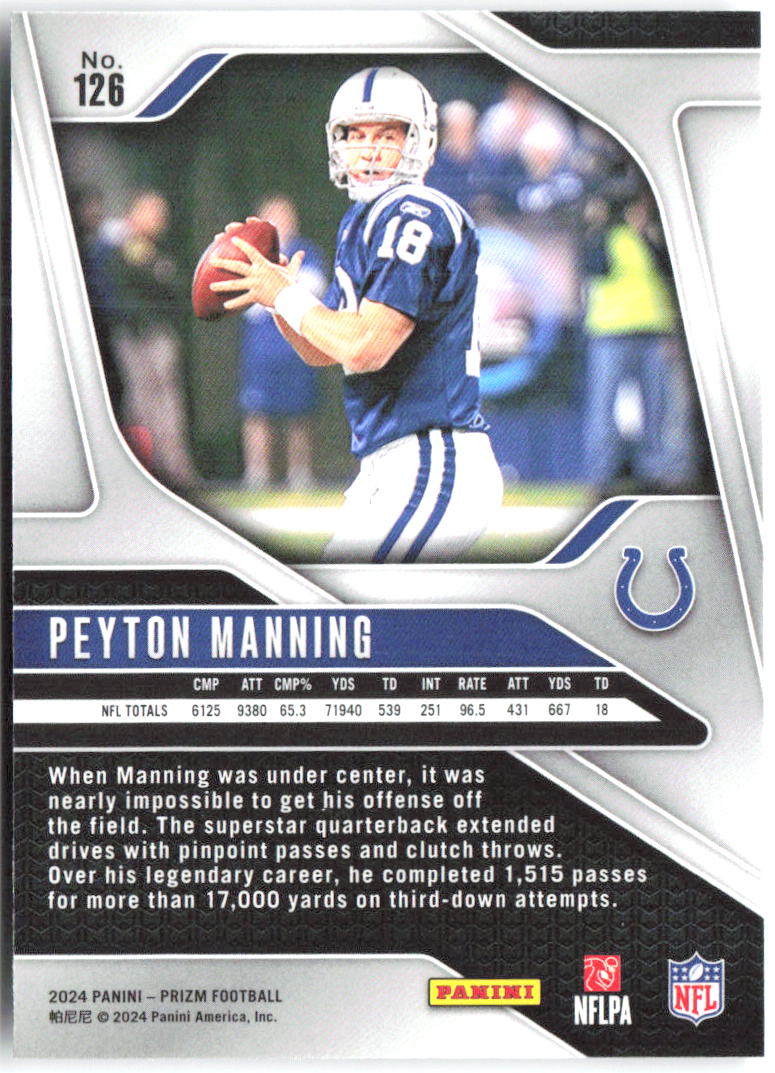 Peyton Manning Panini Prizm 126 2024 Indianapolis Colts