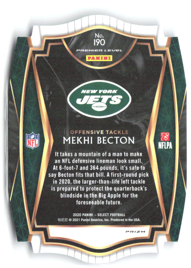Mekhi Becton Panini Select - Blue Prizm Die Cut 190 2020 New York Jets