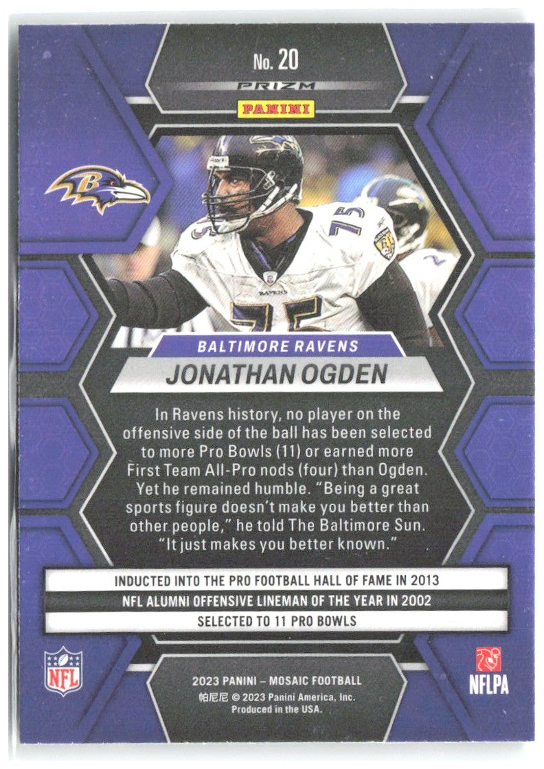 Jonathan Ogden Panini Mosaic - Green Mosaic 20 2023 Baltimore Ravens