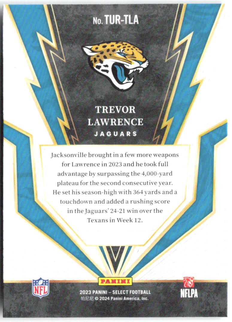Trevor Lawrence Panini Select - Turbocharged TUR-TLA 2023 Jacksonville Jaguars