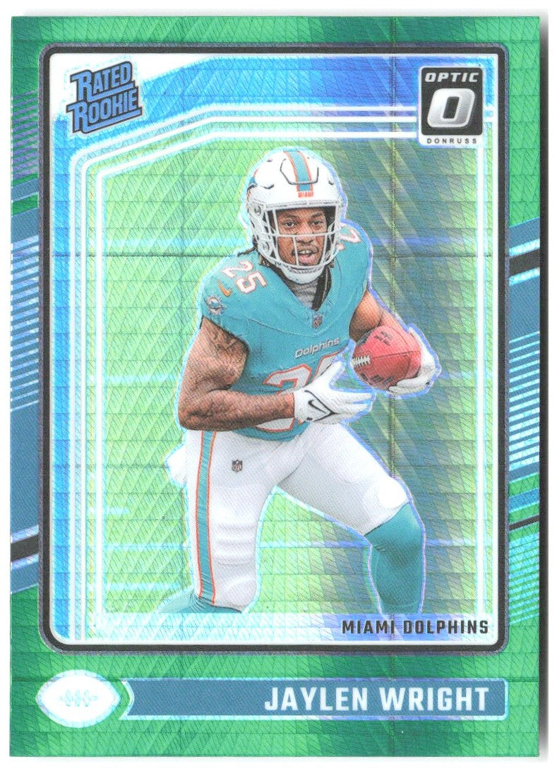 Jaylen Wright Donruss Optic - Green Hyper 249 2024 Miami Dolphins