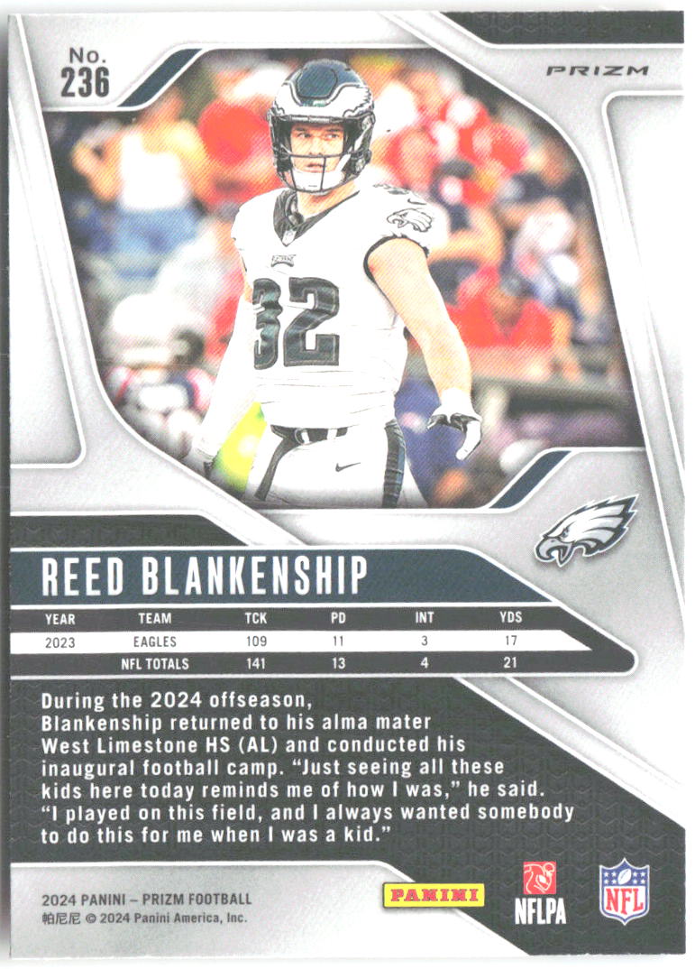Reed Blankenship Panini Prizm - Disco 236 2024 Philadelphia Eagles