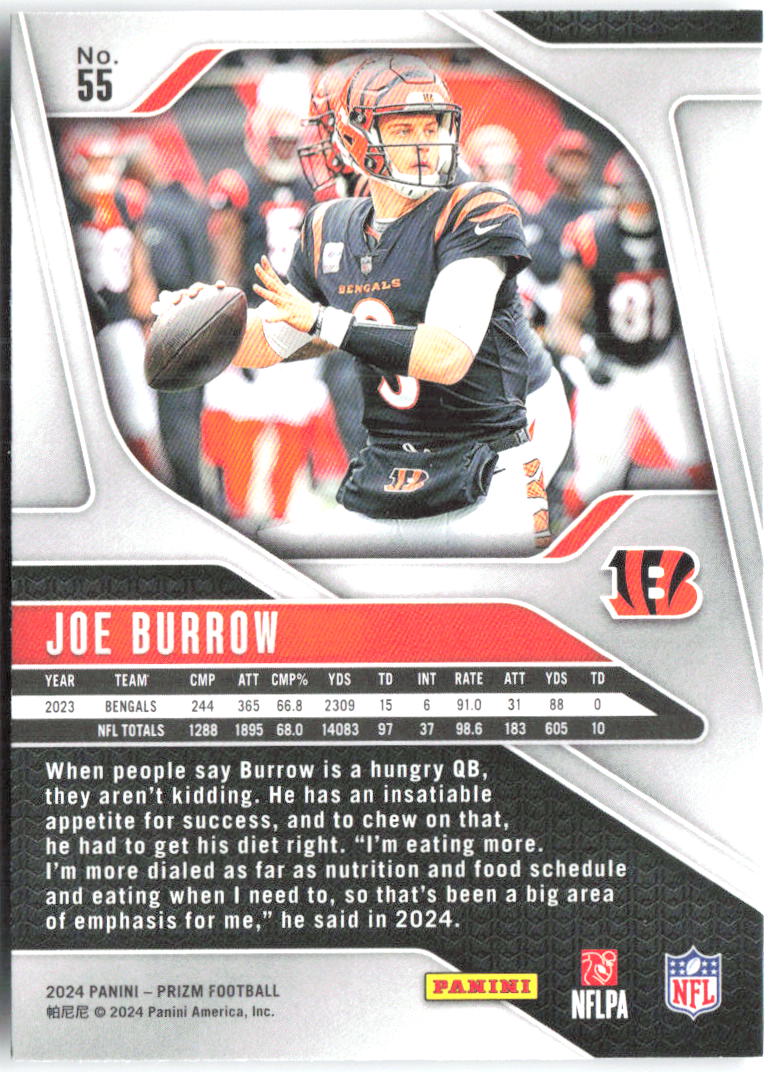 Joe Burrow Panini Prizm 55 2024 Cincinnati Bengals