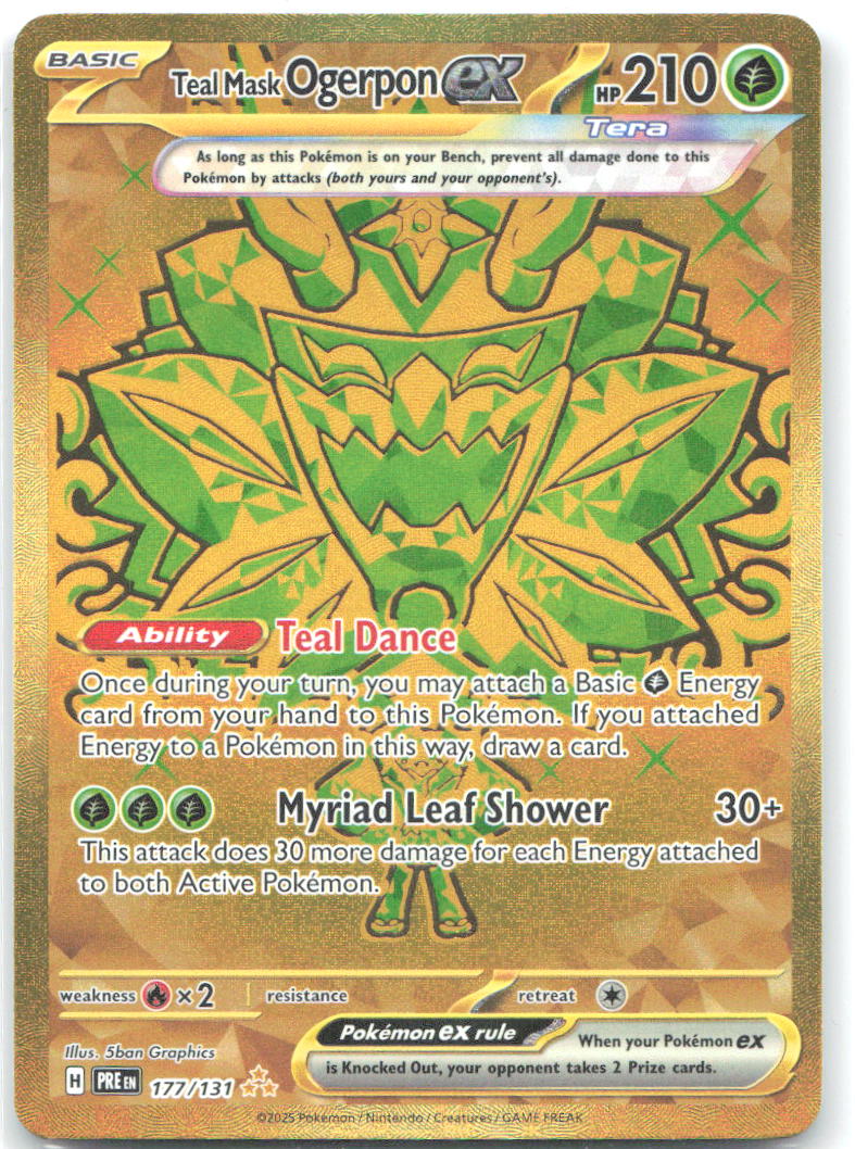 Teal Mask Ogerpon ex Hyper Rare SV Prismatic Evolutions 177/131 NM 5ban Graphics