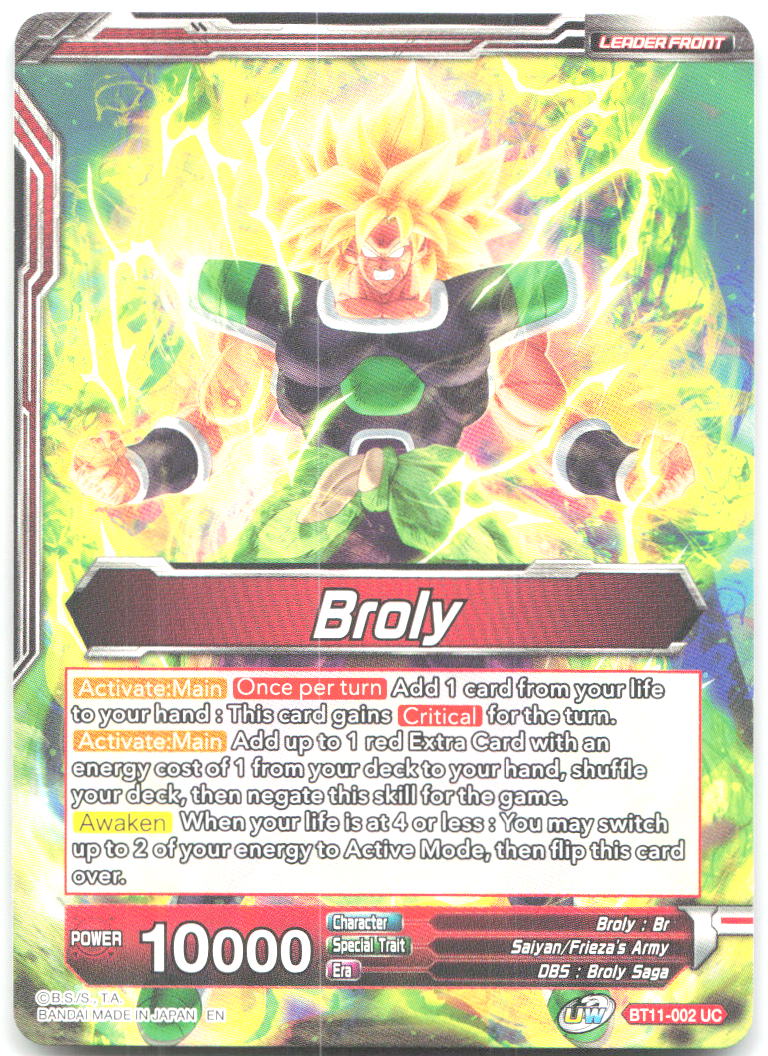Broly // Broly the Awakened Demon Uncommon Vermilion Bloodline BT11 002 NM