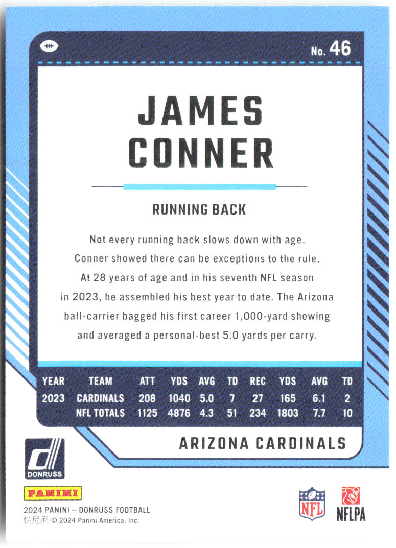 James Conner Donruss 46 2024 Arizona Cardinals