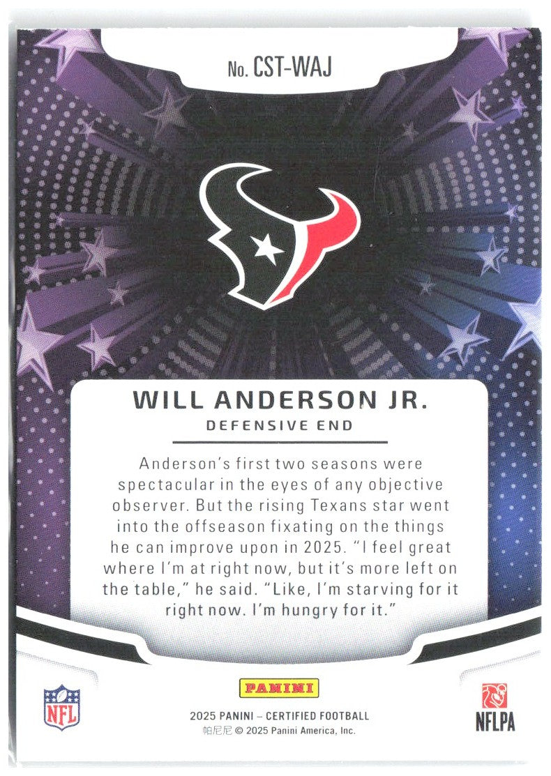 Will Anderson Jr. Panini Certified - Certified Stars CST-WAJ 2025 Houston Texans