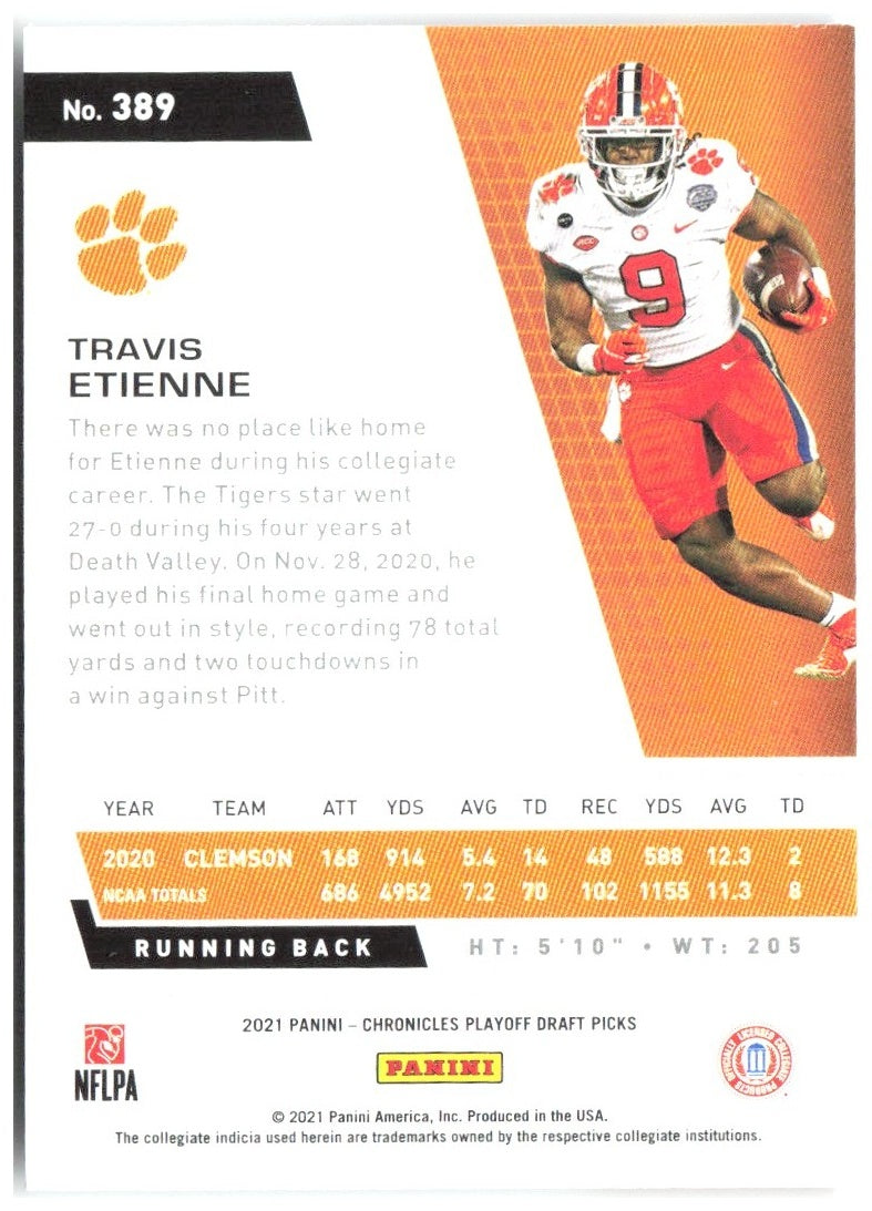 Travis Etienne Panini Chronicles Draft Picks 389 2021 Clemson Tigers