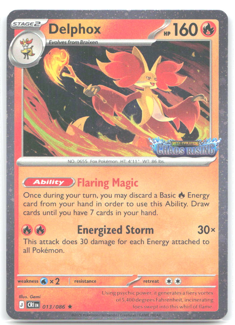 Delphox Chaos Rising Stamped Holo Rare Miscellaneous Cards 013/086 NM Gemi