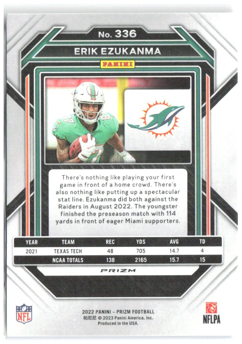 Erik Ezukanma Panini Prizm - Red White and Blue 336 2022 Miami Dolphins