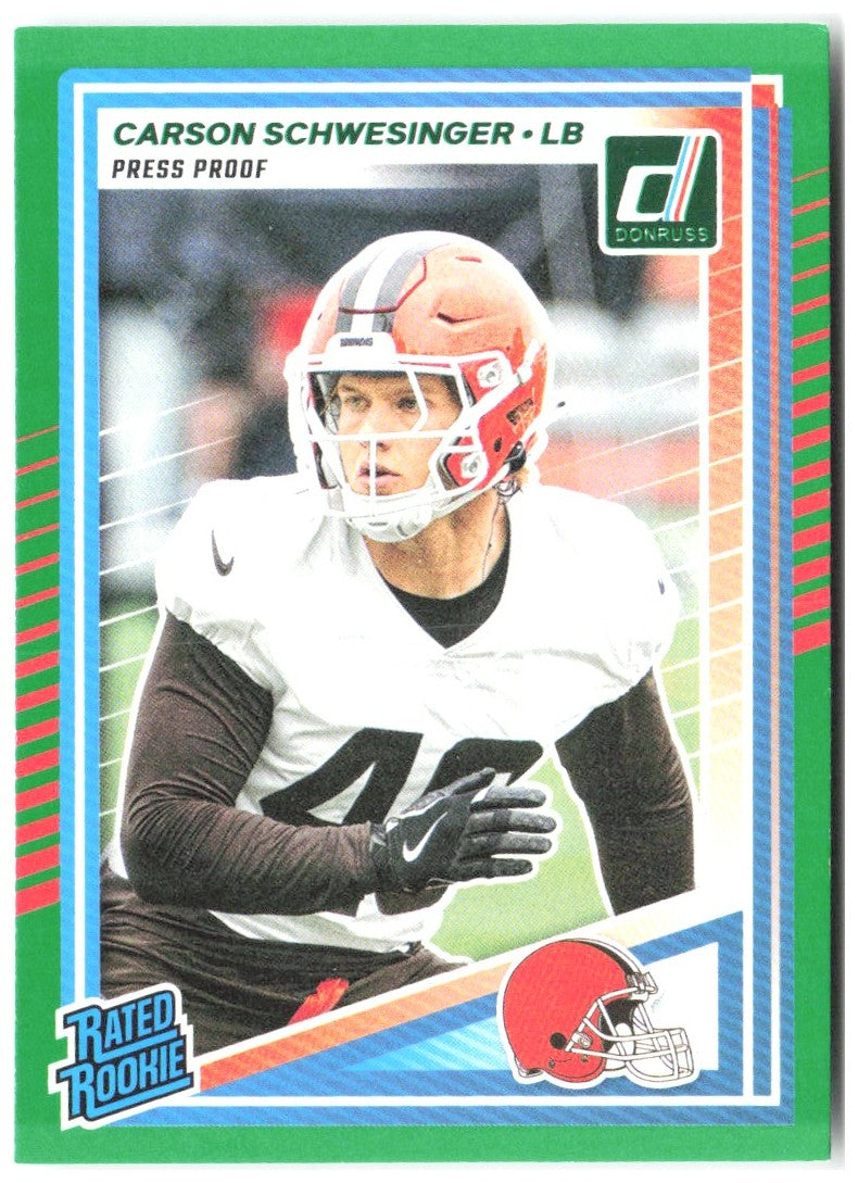Carson Schwesinger Donruss - Press Proofs Green 392 2025 Cleveland Browns