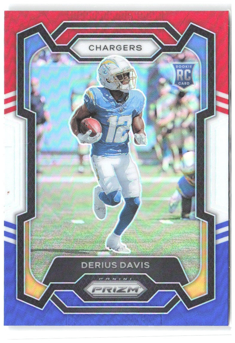 Derius Davis Panini Prizm - Red White and Blue 351 2023 Los Angeles Chargers