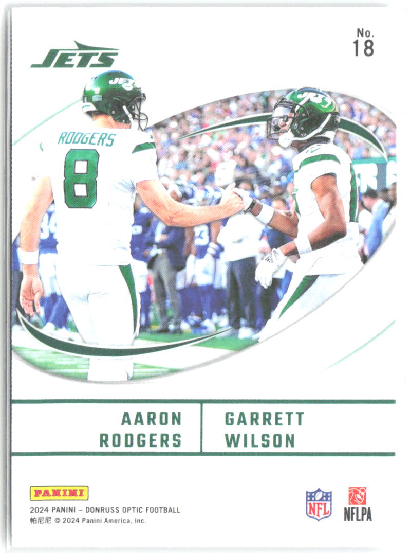 Aaron Rodgers / Garrett Wilson Donruss Optic - Best Tuddys 18 2024 New York Jets