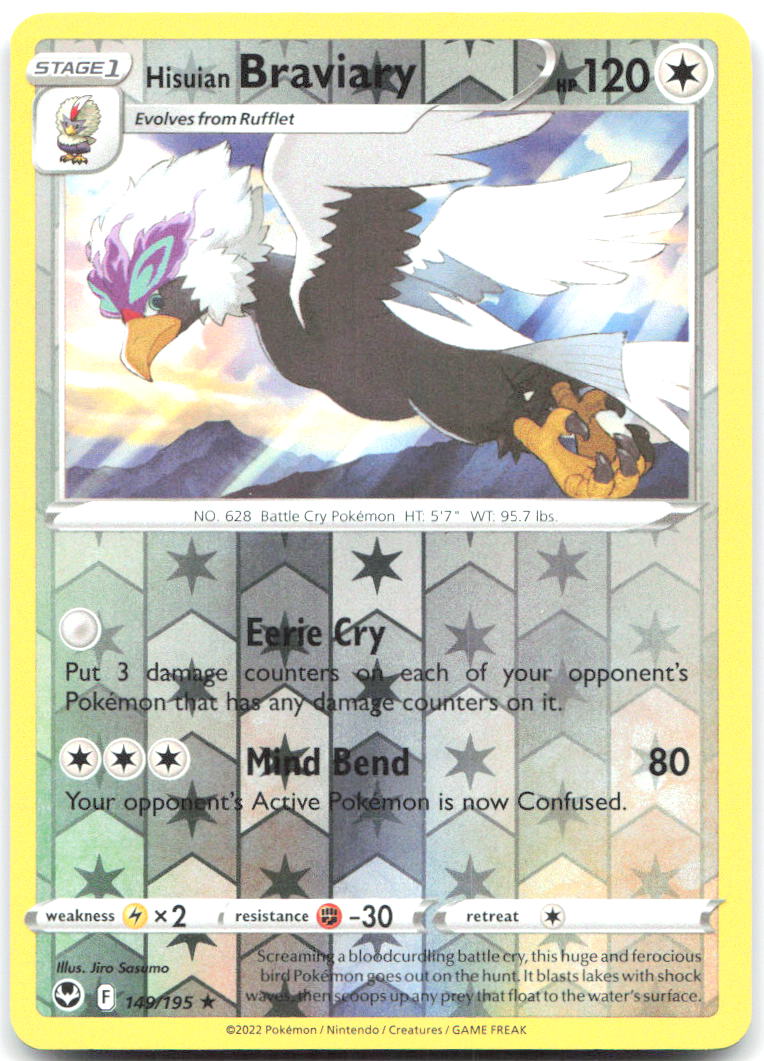 Hisuian Braviary Reverse Holo Rare SWSH12: Silver Tempest 149/195 NM Jiro Sasumo