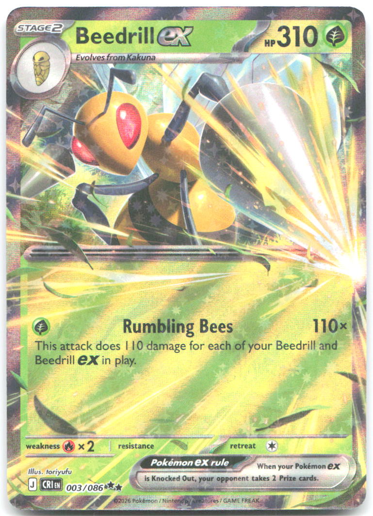 Beedrill ex Holo Double Rare ME04 Chaos Rising 003/086 NM toriyufu