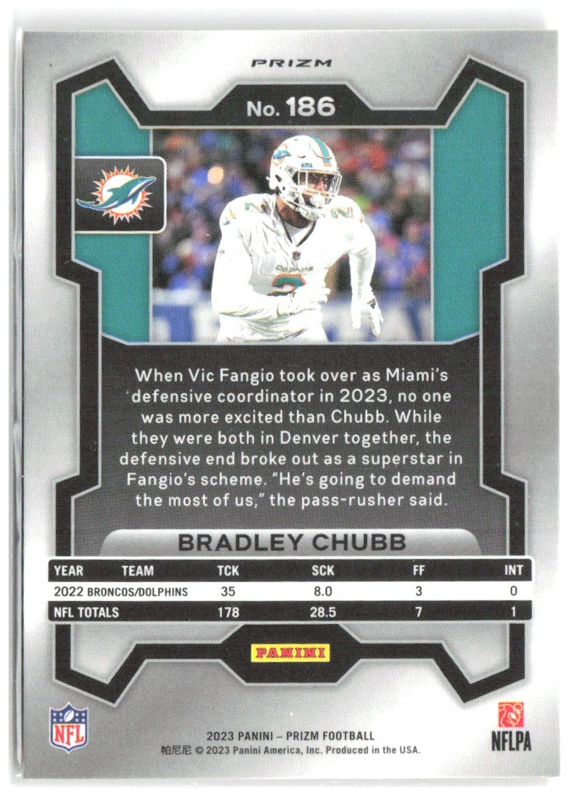 Bradley Chubb Panini Prizm - Lazer 186 2023 Miami Dolphins