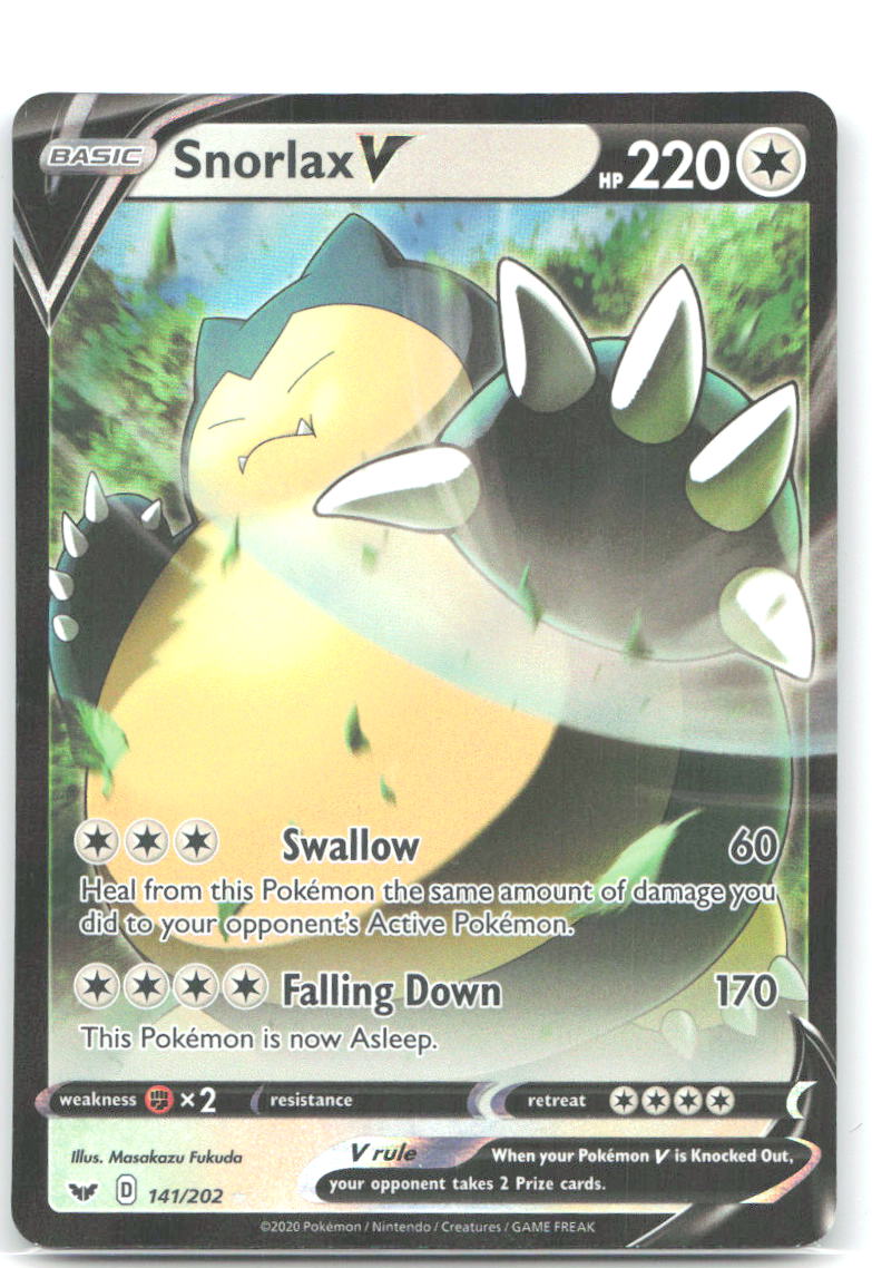 Snorlax V  Ultra Rare SWSH01 Sword & Shield Base Set 141/202 NM Masakazu Fukuda