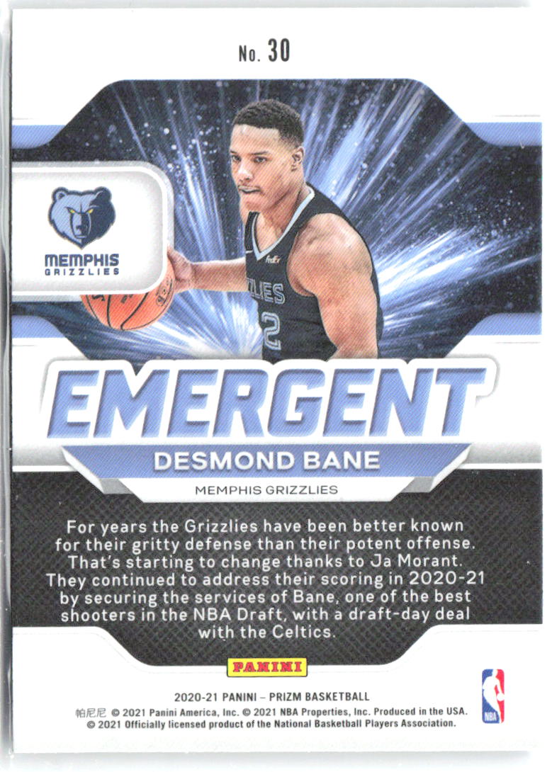Desmond Bane Panini Prizm - Emergent 30 2020-21 Memphis Grizzlies