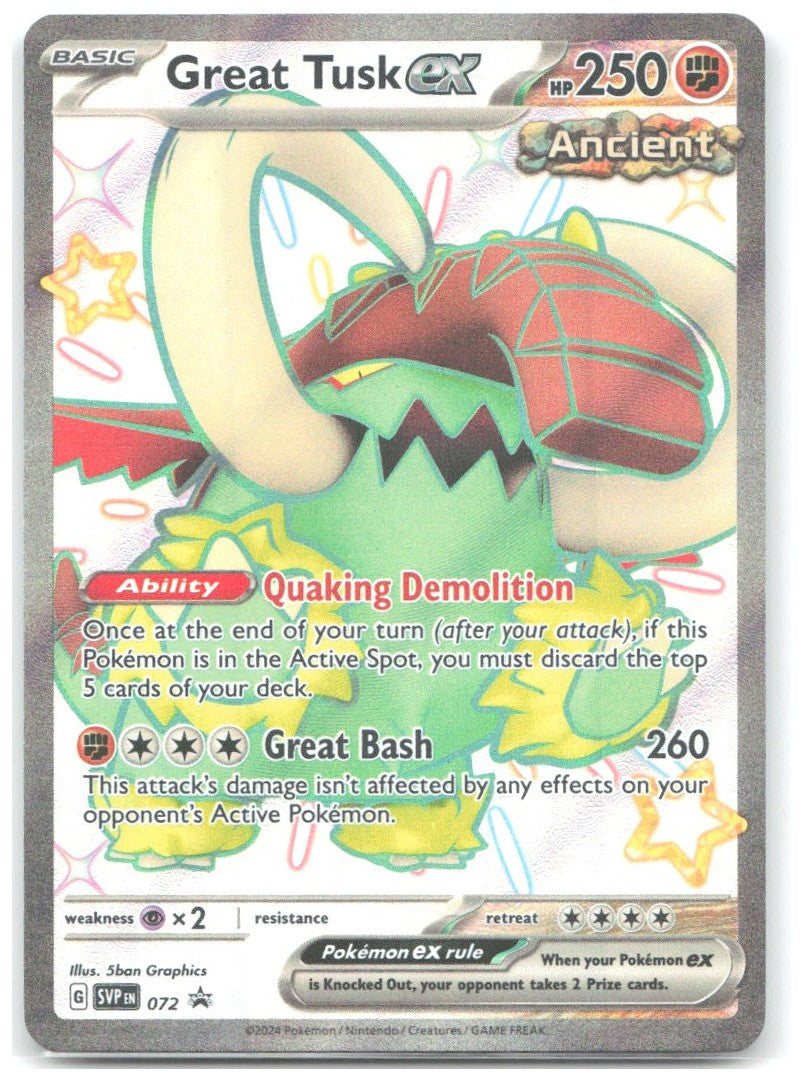 Great Tusk ex Holo Promo SV Scarlet & Violet Promo Cards 072 NM 5ban Graphics