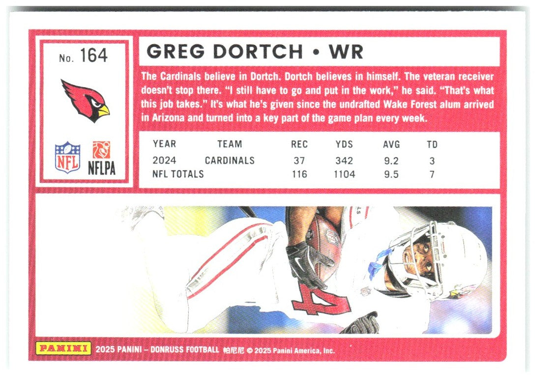 Greg Dortch Donruss - Press Proofs Green 164 2025 Arizona Cardinals