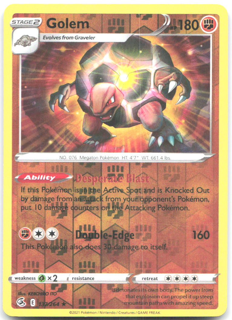 Golem Reverse Holo Rare SWSH08 Fusion Strike 137/264 NM Kenshiro Ito
