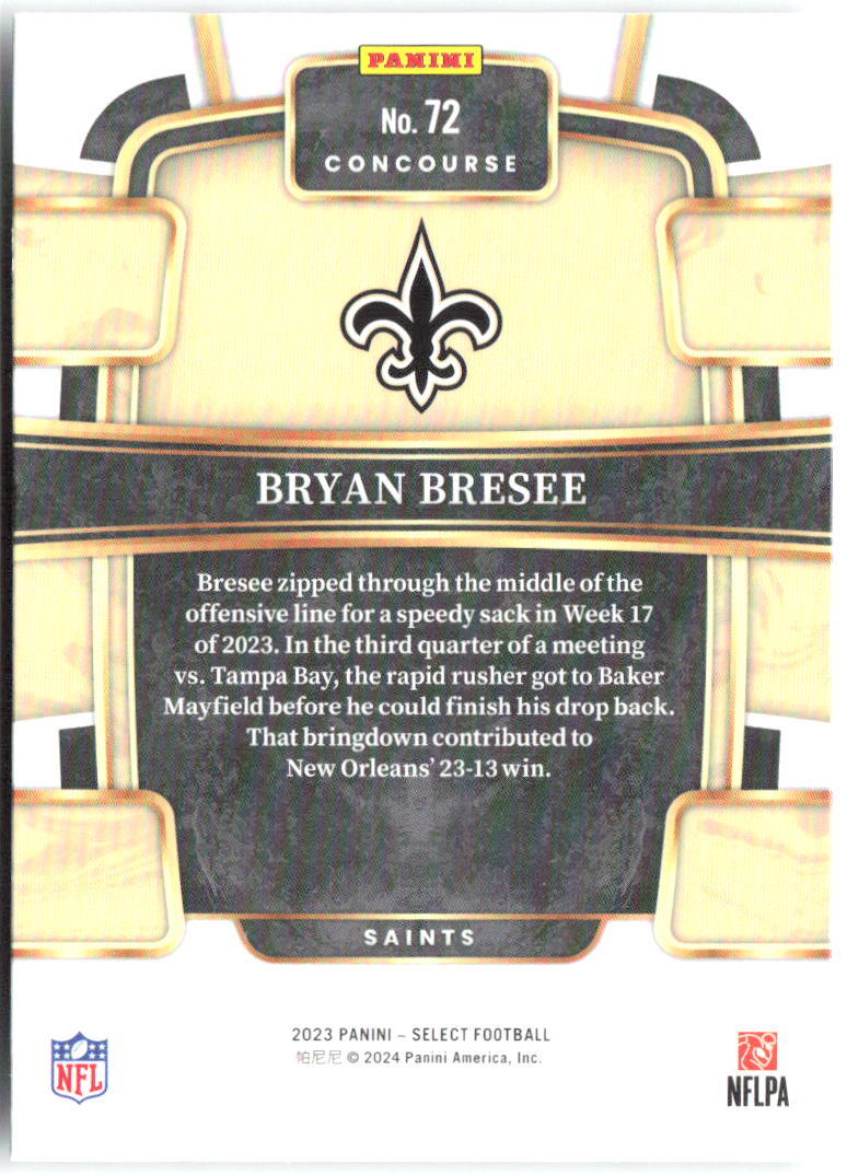 Bryan Bresee Panini Select 72 2023 New Orleans Saints RC